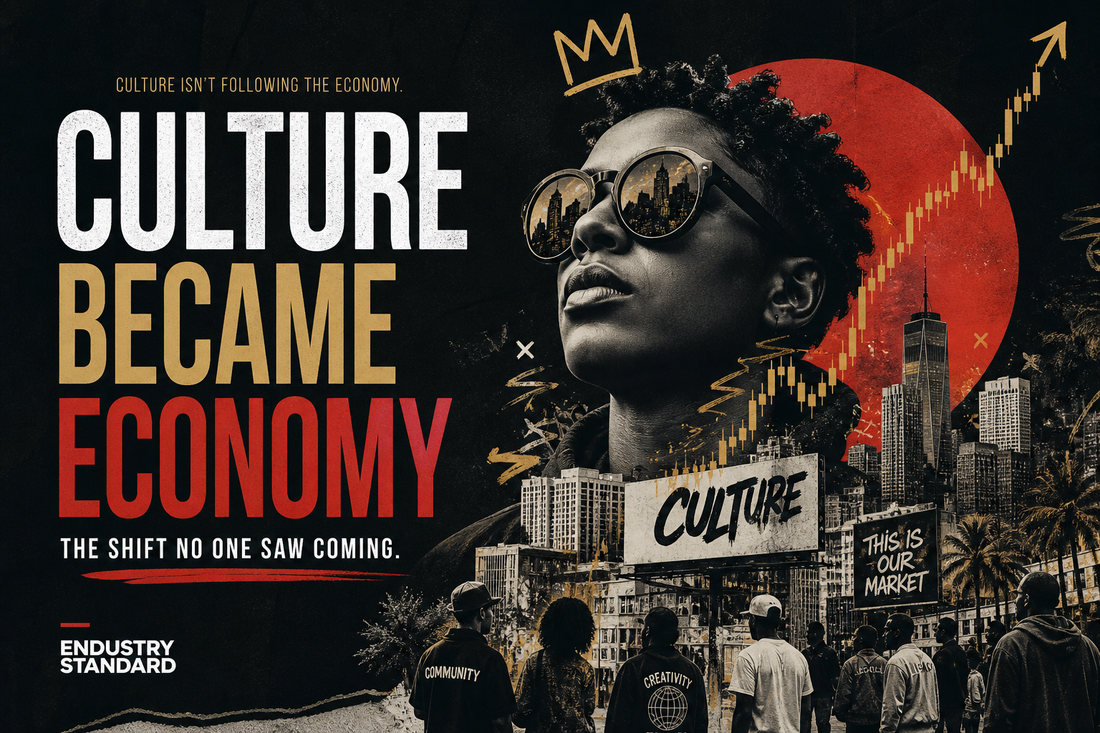 “creative economy concept showing culture, social media influence, and financial growth in an urban digital collage