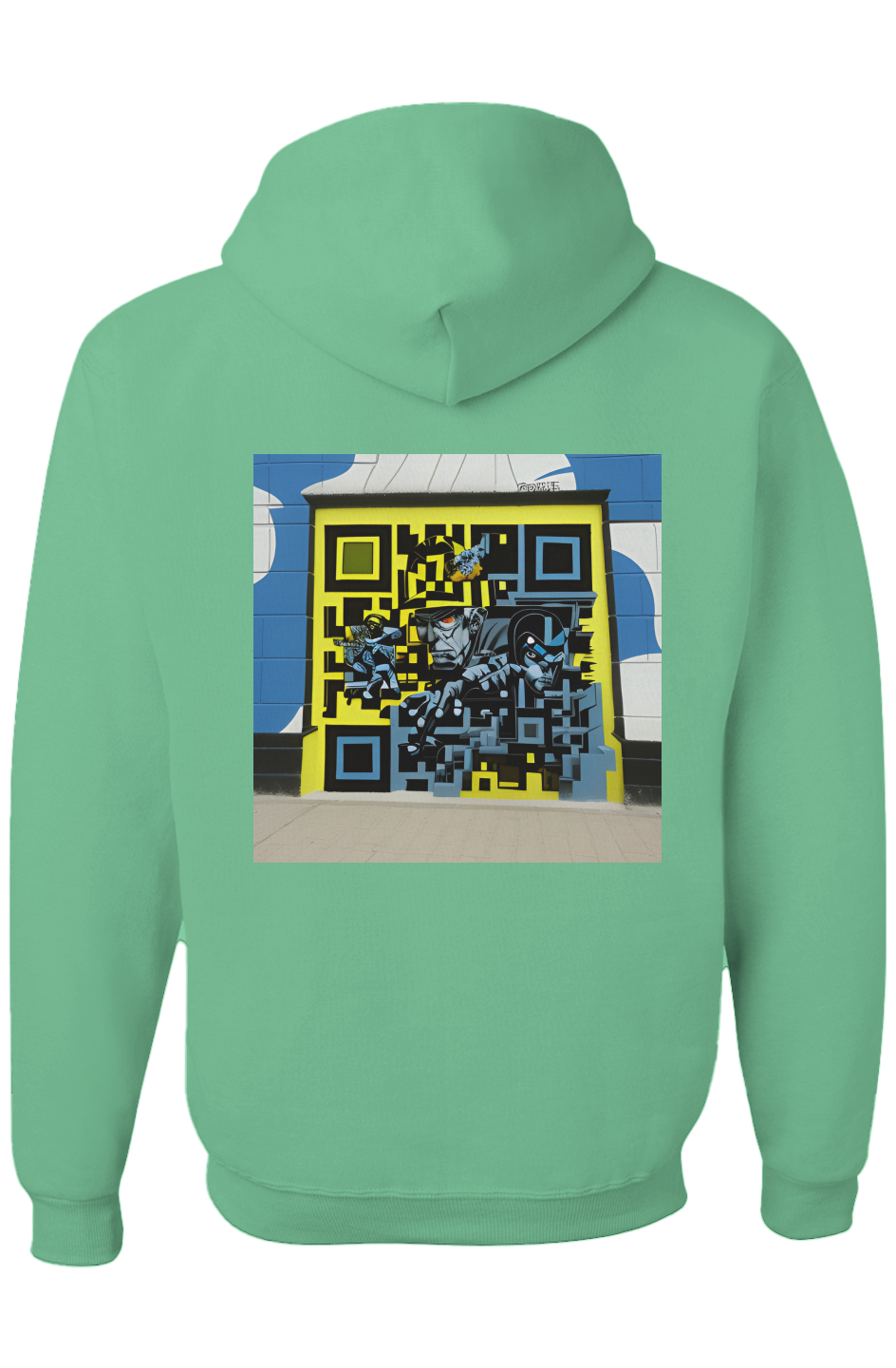  GRAFFITI SIGNAL QR HOODIE — TOOTHPASTE BLUE
