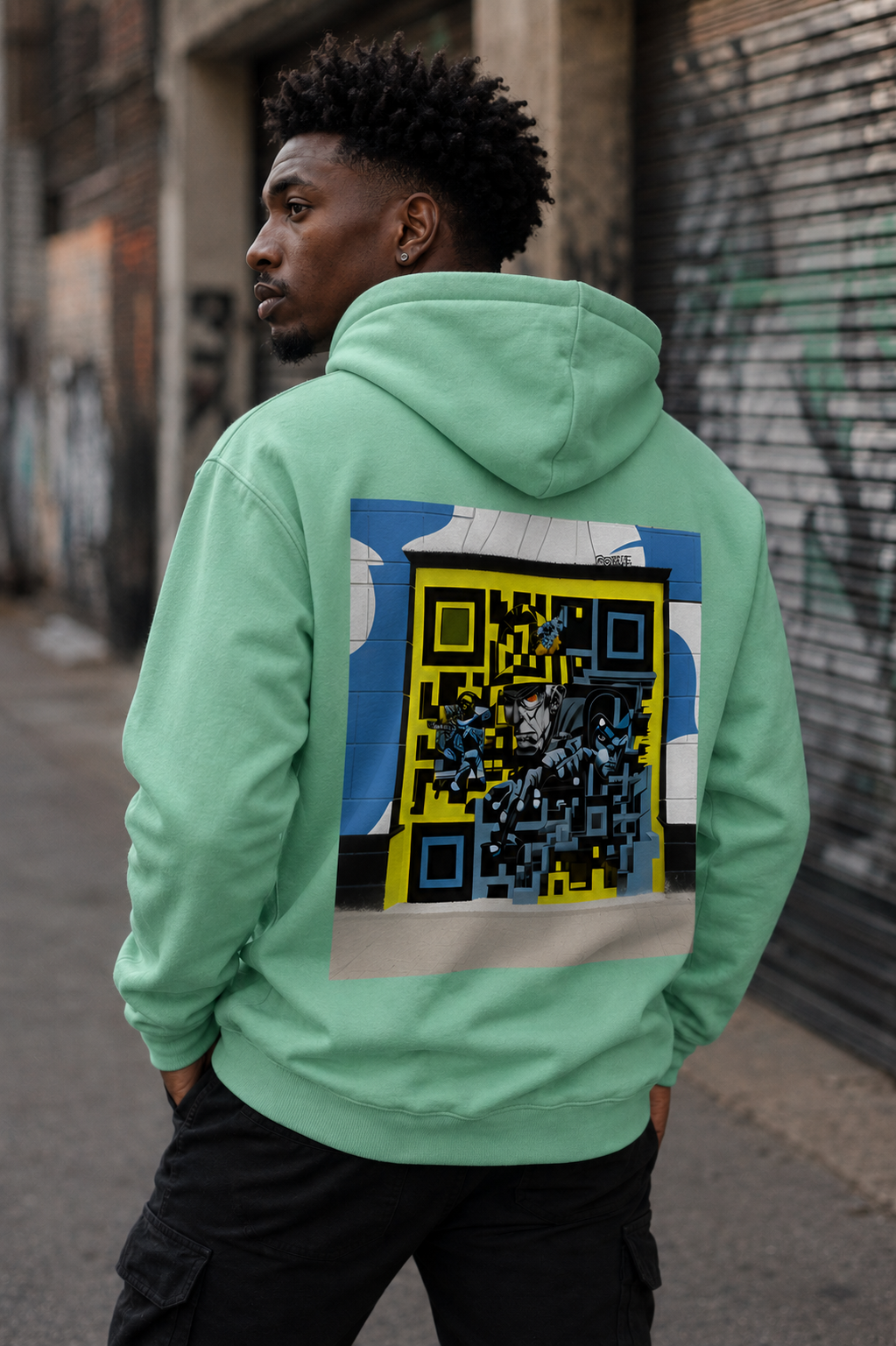 GRAFFITI SIGNAL QR HOODIE TOOTHPASTE BLUE